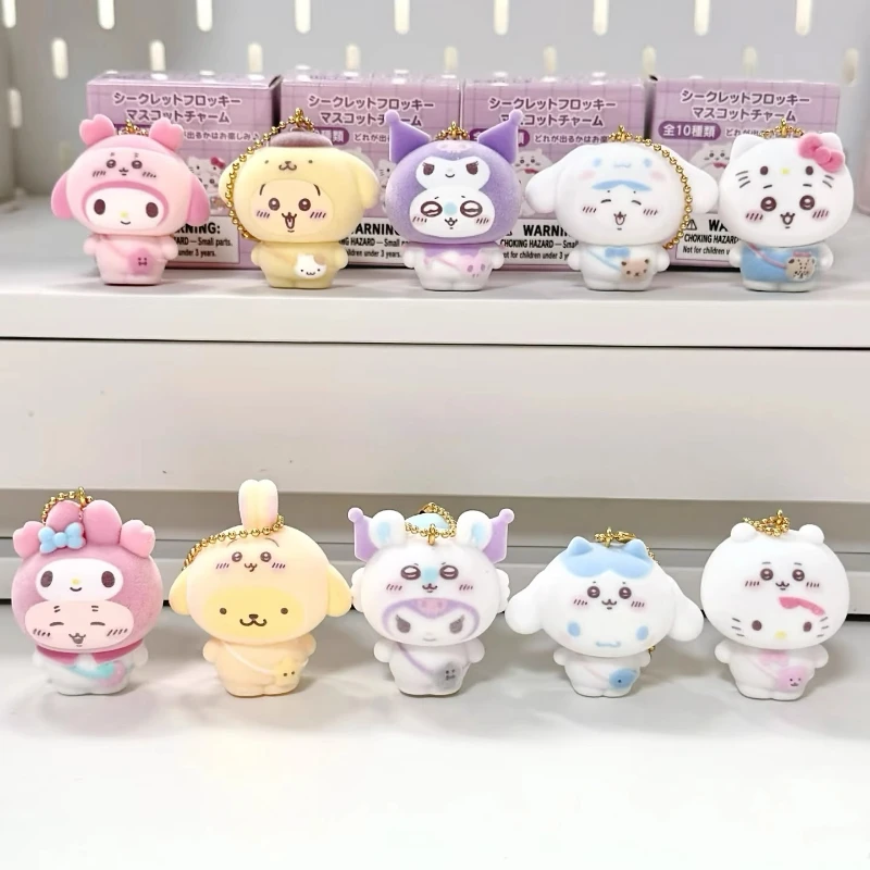 Echte Sanrio Joint Beflockte Puppe Anhänger Blind Box Anhänger Puppe Mädchen Überraschung Box Um Die Peripherie Ornament Spielzeug Umfang