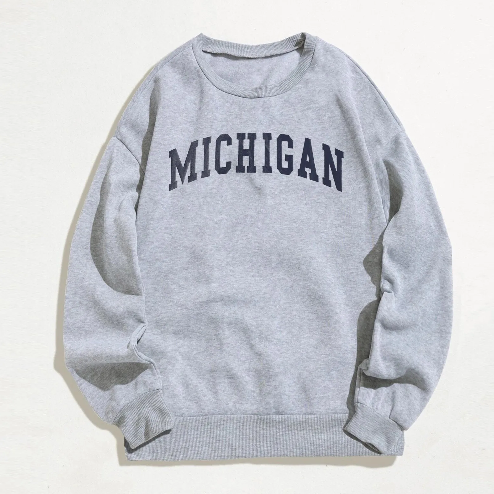 Michigan Letter Print Hoodies For Womens Daily Print Sweatshirt Long Pullover O Neck Printing Tops Long Sleeve Top Ropa Mujer