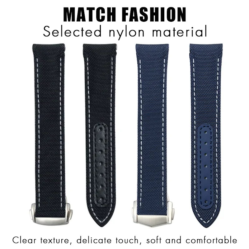 19mm 20mm 21mm Nylon Leather Watchband for Omega watch Moon Watch Seiko Hamilton TAG Heuer Tissot Blue Canvas Fabric Strap