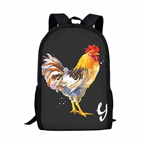 

Watercolor Chicken Backpack for Girls Boys Kids Rooster Bookbags Elementary School Bag Teens Casual Daypack Back To School Gifts