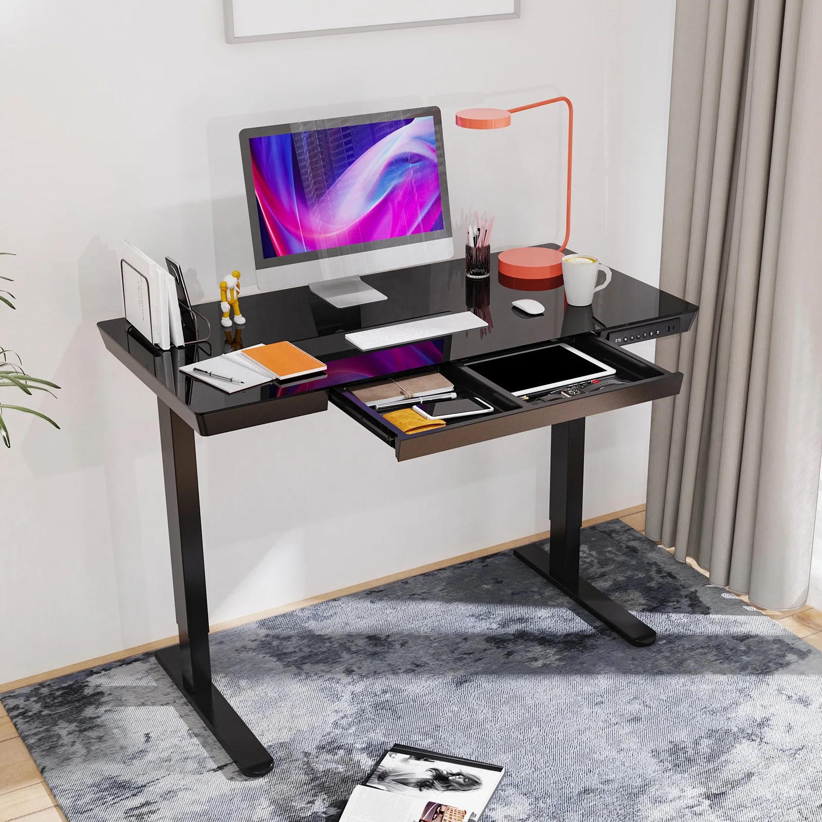 

Elevating desk, computer desktop desk, office desk, minimalist modern desk, home study desk, adjustable height