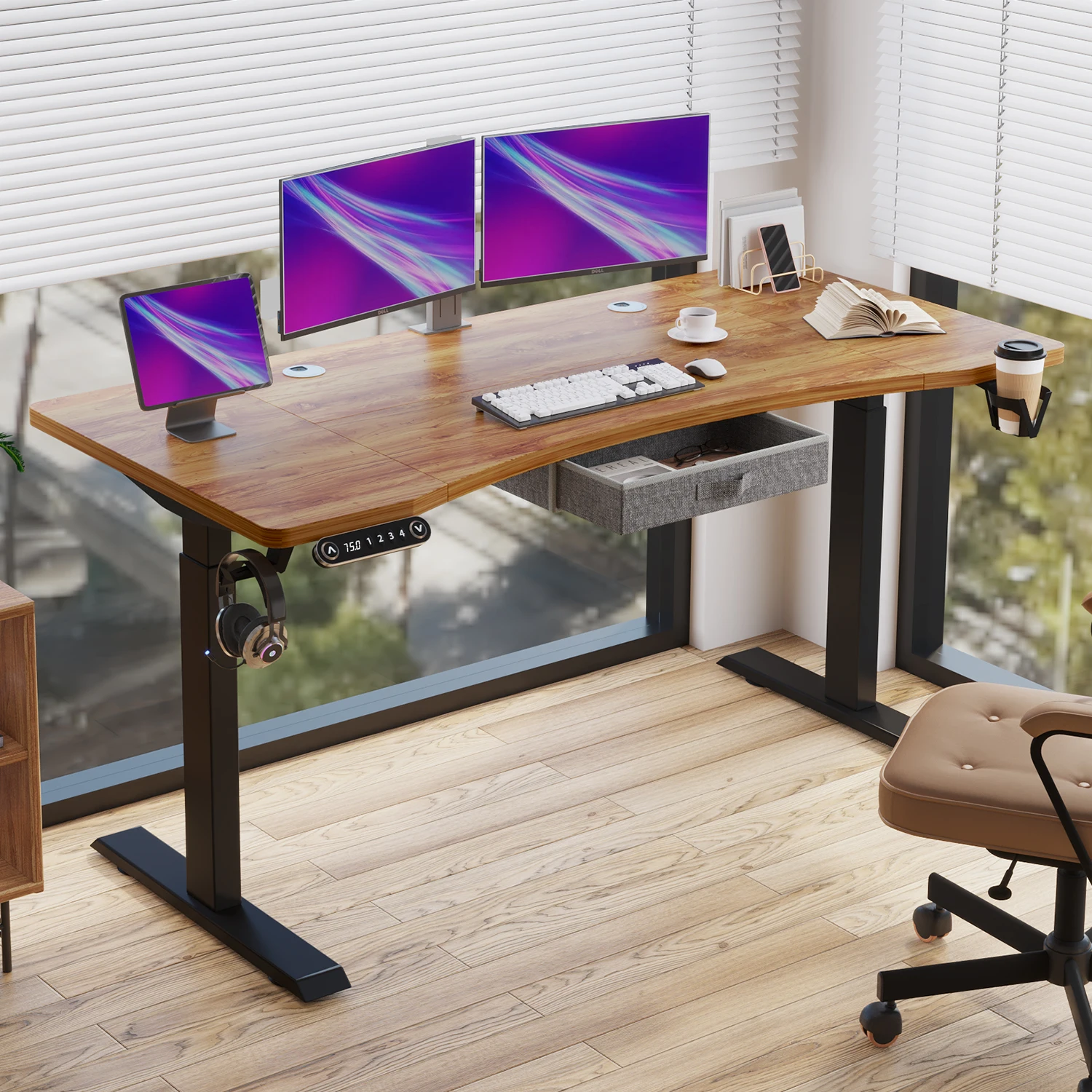 Electric Height Adjustable Dual Motors Stand up Desk Computer Table Study Table for Students Without Noise