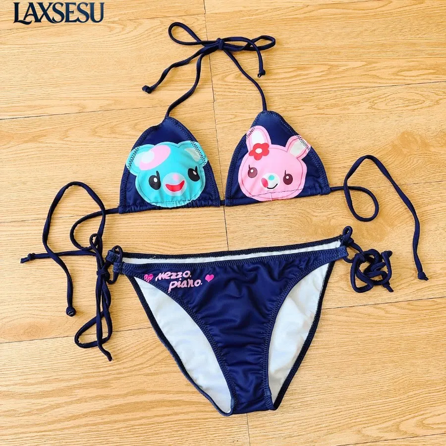 Cartoon Girl's Bikini Set Straps Cute Swim Suit Femme Fashion Print Sexy Swimwears Summer New Kawaii Y2k Women Swimsuit