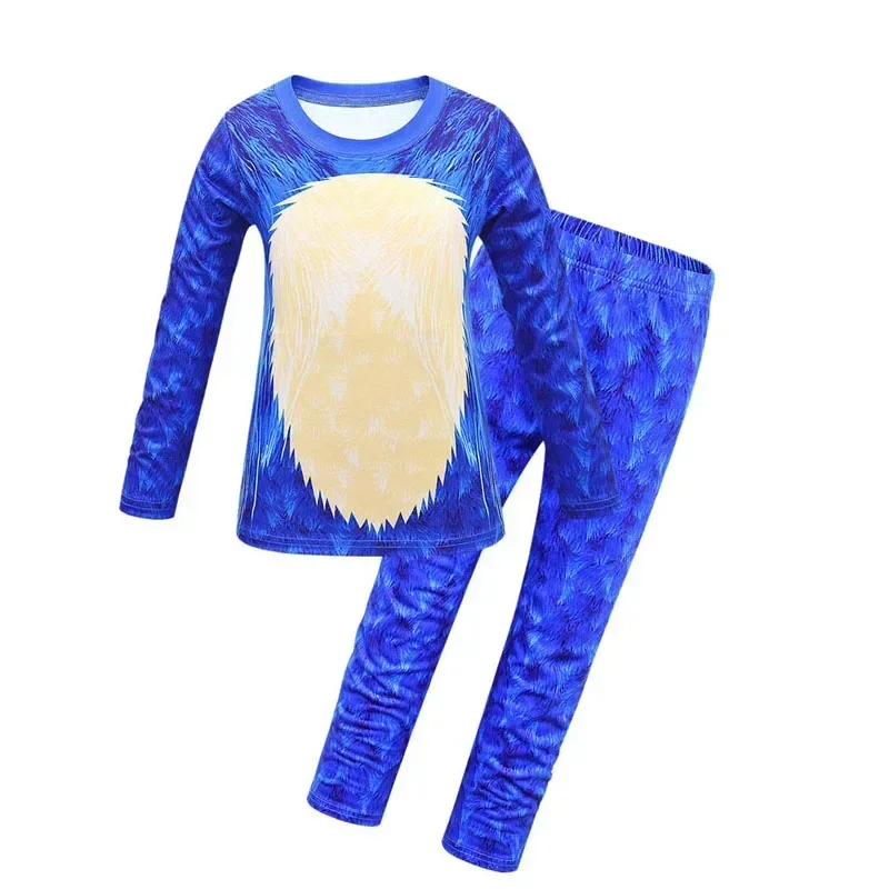 สีฟ้าอะนิเมะเครื่องแต่งกายเด็กเกมกางเกงสูทฮาโลวีนเครื่องแต่งกายสําหรับเด็กคอสเพลย์สูท