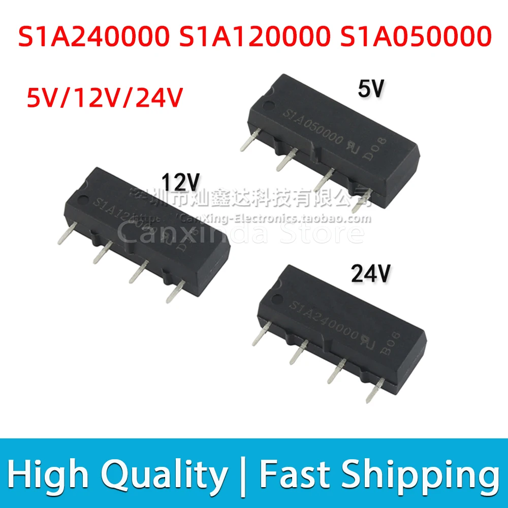 

2pcs S1A240000 S1A120000 S1A050000 SIP4 Dry Reed Relay 5V 12V 24V 1A Normally Open Signle Pole Signle Throw SPST