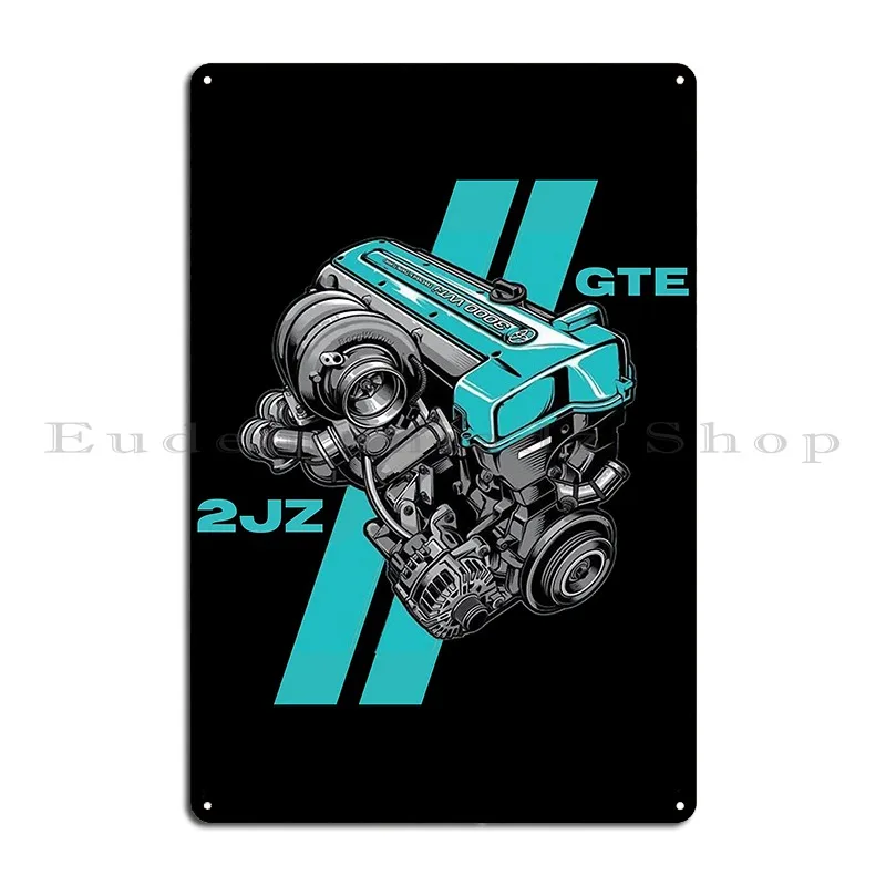 Póster de placa de Metal 2jz Gte, pared de Pub, cocina, diseño del hogar, cartel de estaño