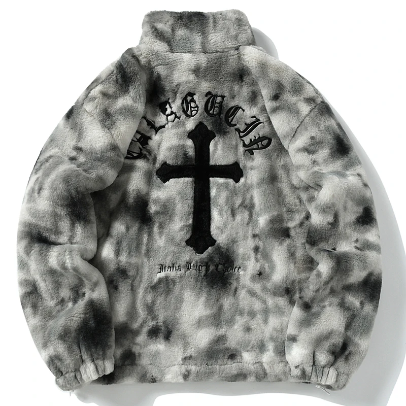 HISTREX Men Rabbit Fur Jacket Parkas,Hip Hop Fluffy Coat,Winter Fleece Overcoat,Outerwear Streetwear,Korean Women Y2k Clothing