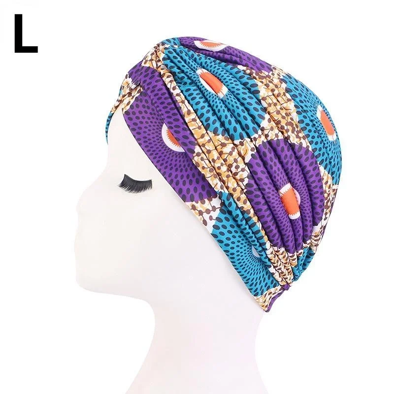 Women Print Flower Knot Cancer Ruffle Chemo Hat Beanie Scarf Turban Head Wrap Knitted Cap Hair Loss Accessories