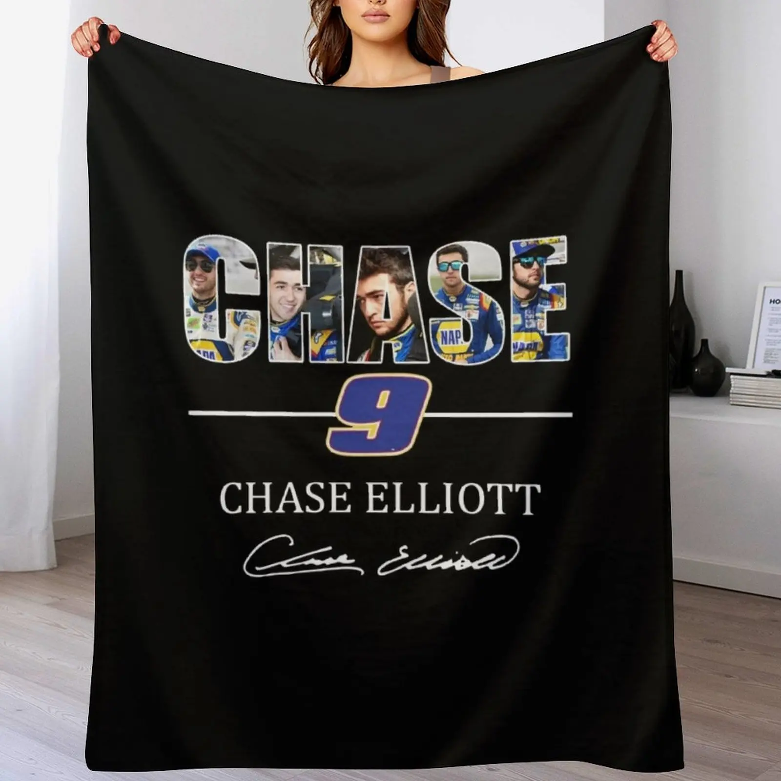 Chase 9 Chase Elliott Signature Gifts For Fans, For Men and Women, Gift Christmas Day Throw Blanket Soft Plaid Blankets