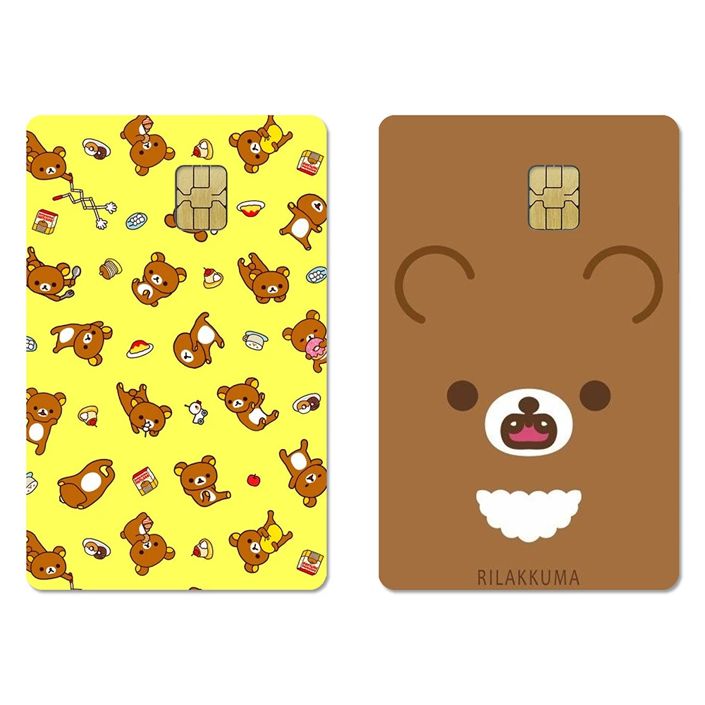 Cartoon Cute Rilakkuma Stickers 2PCS PVC Credit Card Skin Stickers Removable Self-adhesive Protective Film Waterproof Decoration view 4