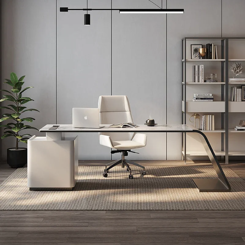 High grade Italian minimalist slate desk light luxury modern office desk designer study home fashion computer desk