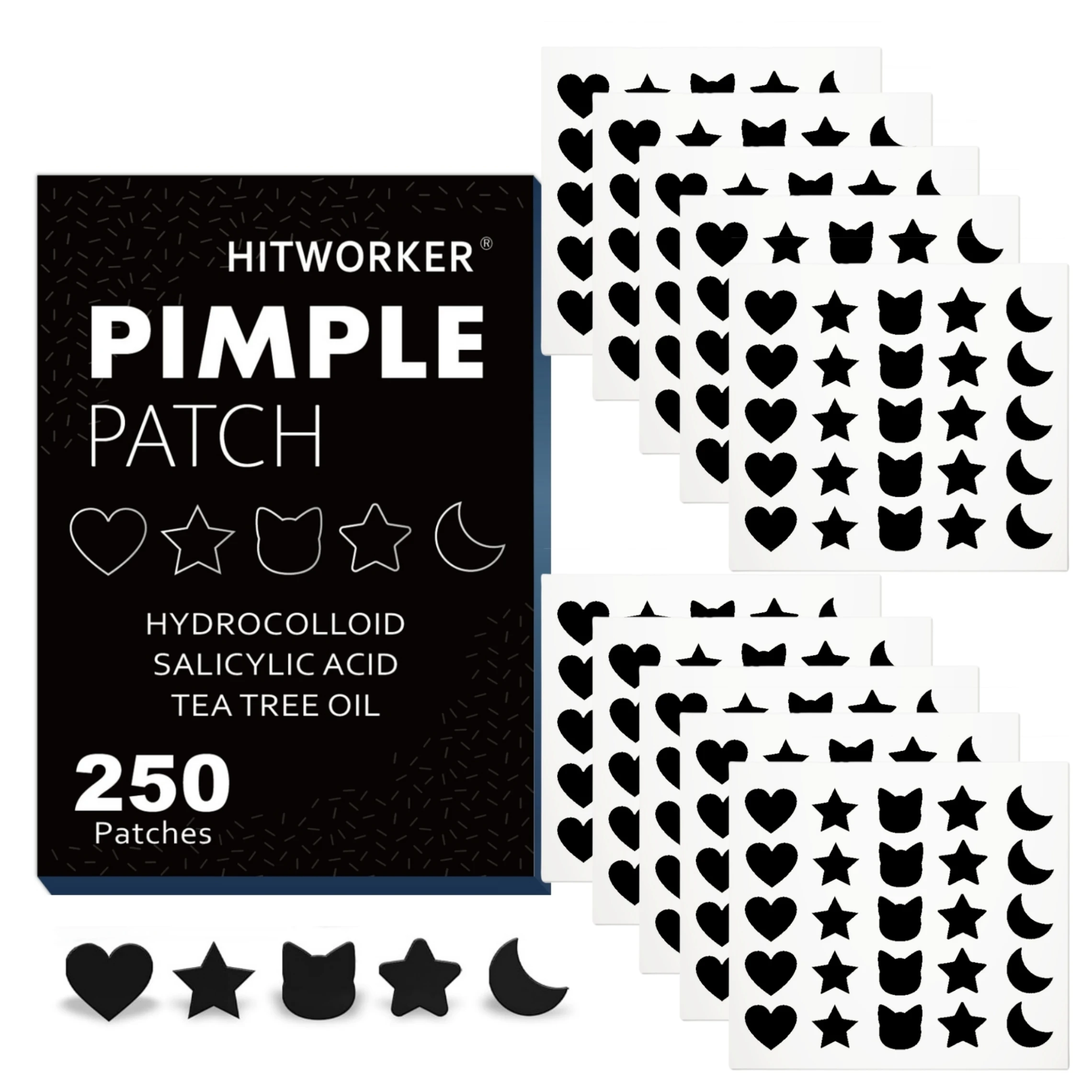 250-piece pack Halloween series hydrocolloid acne patches Concealing and invisible Day and night use acne patches
