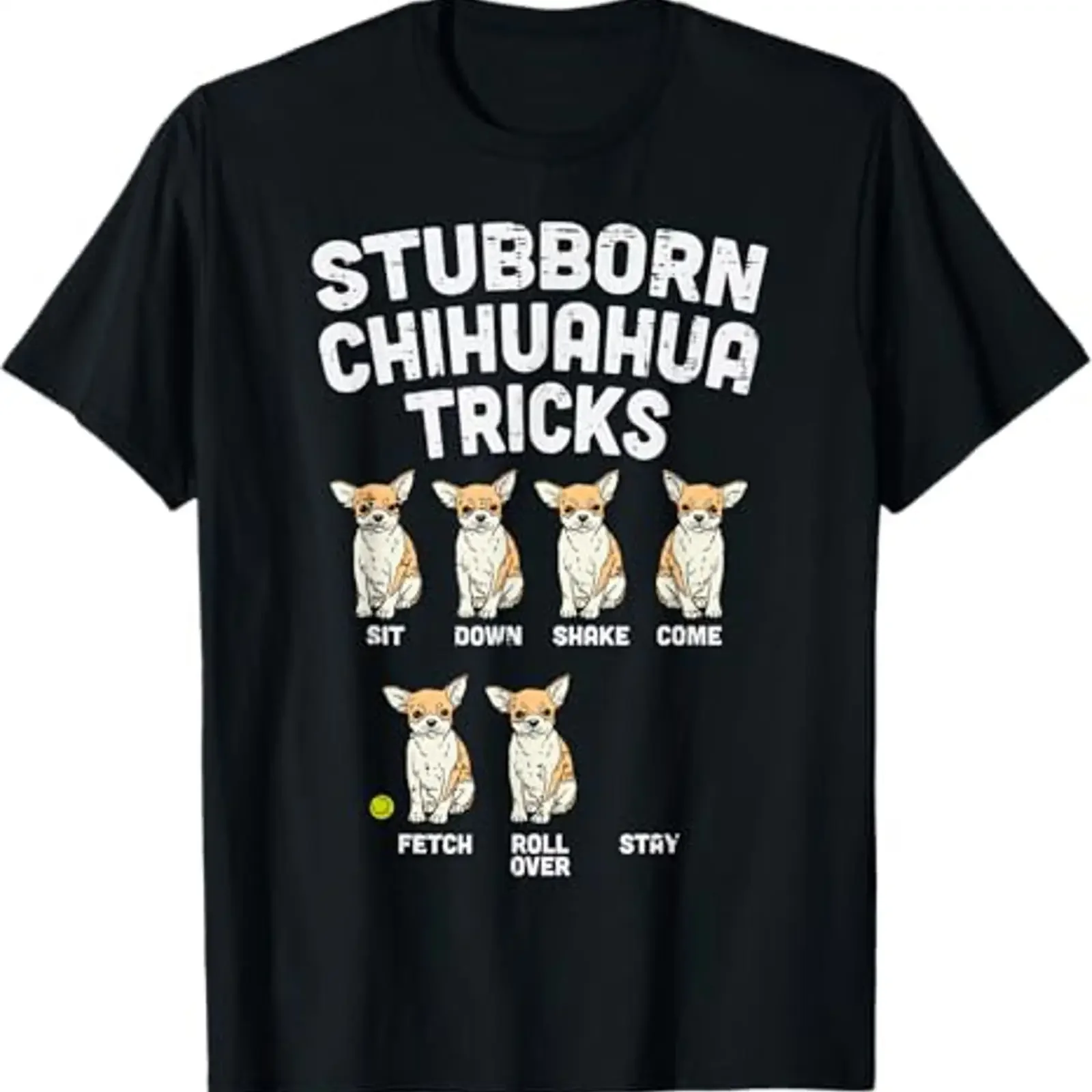 T-shirt pour amoureux de chiens Chihuahua, avec des tours de chiens Chihuahua coquins et amusants, vintage, lavé, confortable, extensible, pour un usage quotidien