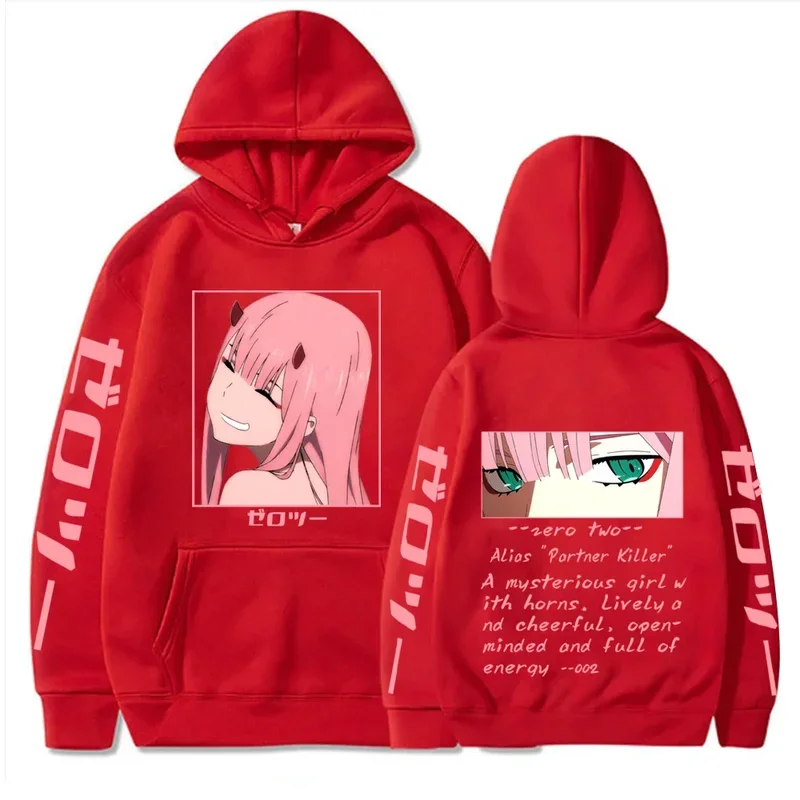 Darling In The Franxx Hot Anime Hoodie Zero Two Eyes Graphic Printed Hooded Women Plus Size Pullover Harajuku Female Sweatshirt