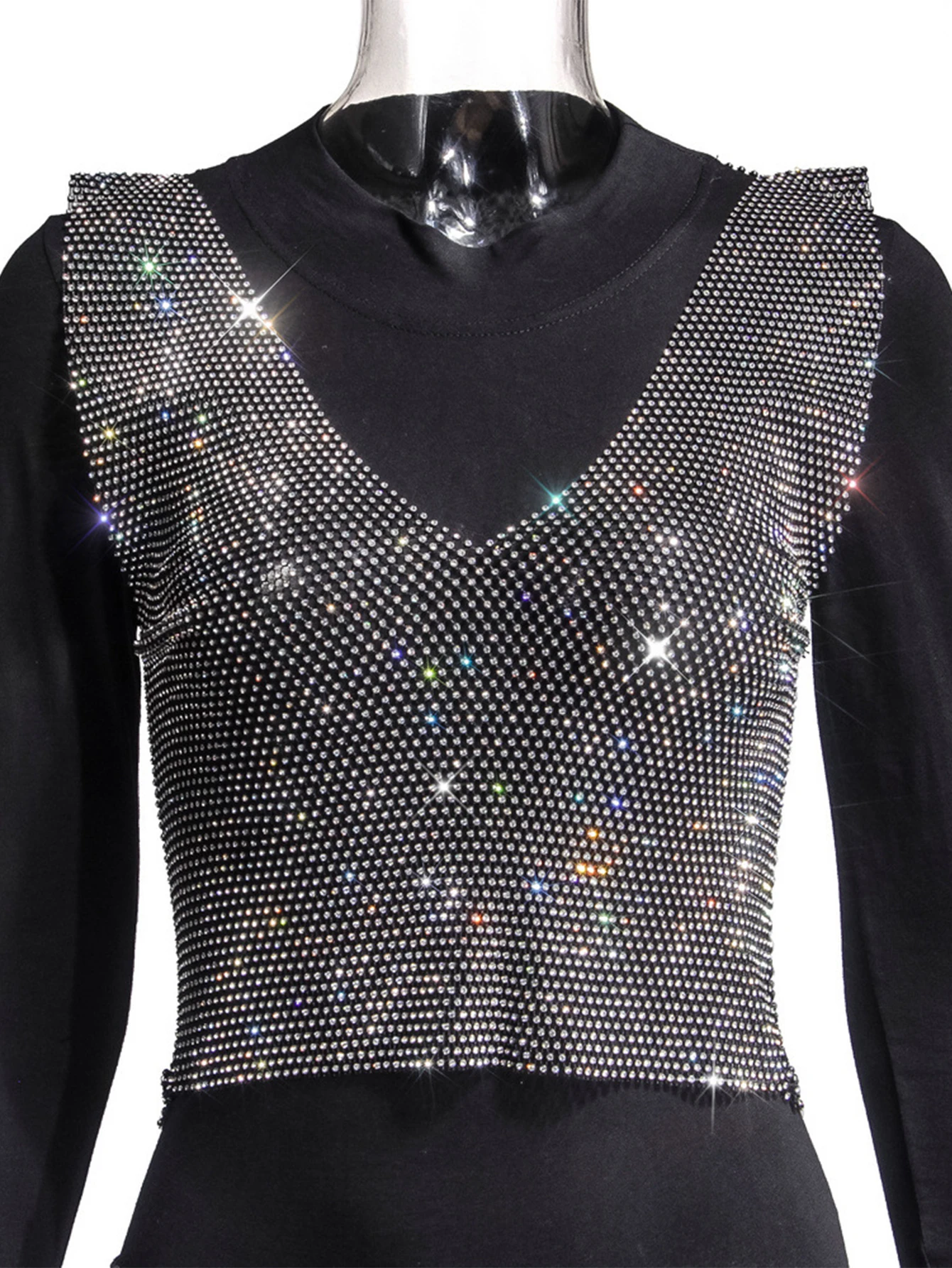 Sexy y2k Summer V Neck See Through fishnet corset crop top women Cover Up bikini Rhinestone mesh Beach party club tank tops 2026
