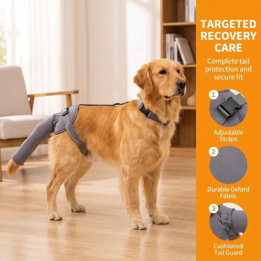 Adjustable Dog Tail Protector Prevents Licking Wounds Washable Dog Tail Cover Breathable Easy To Wear Pet Tail End Bag