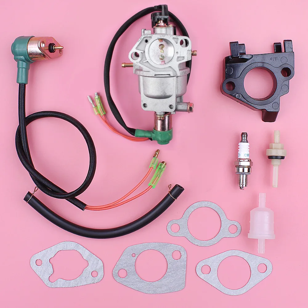 Carburetor Carb Solenoid For Honda GX390 13HP GX 390 Lawn Mower Engine Motor Part Insulator Spacer Intake Gasket Set