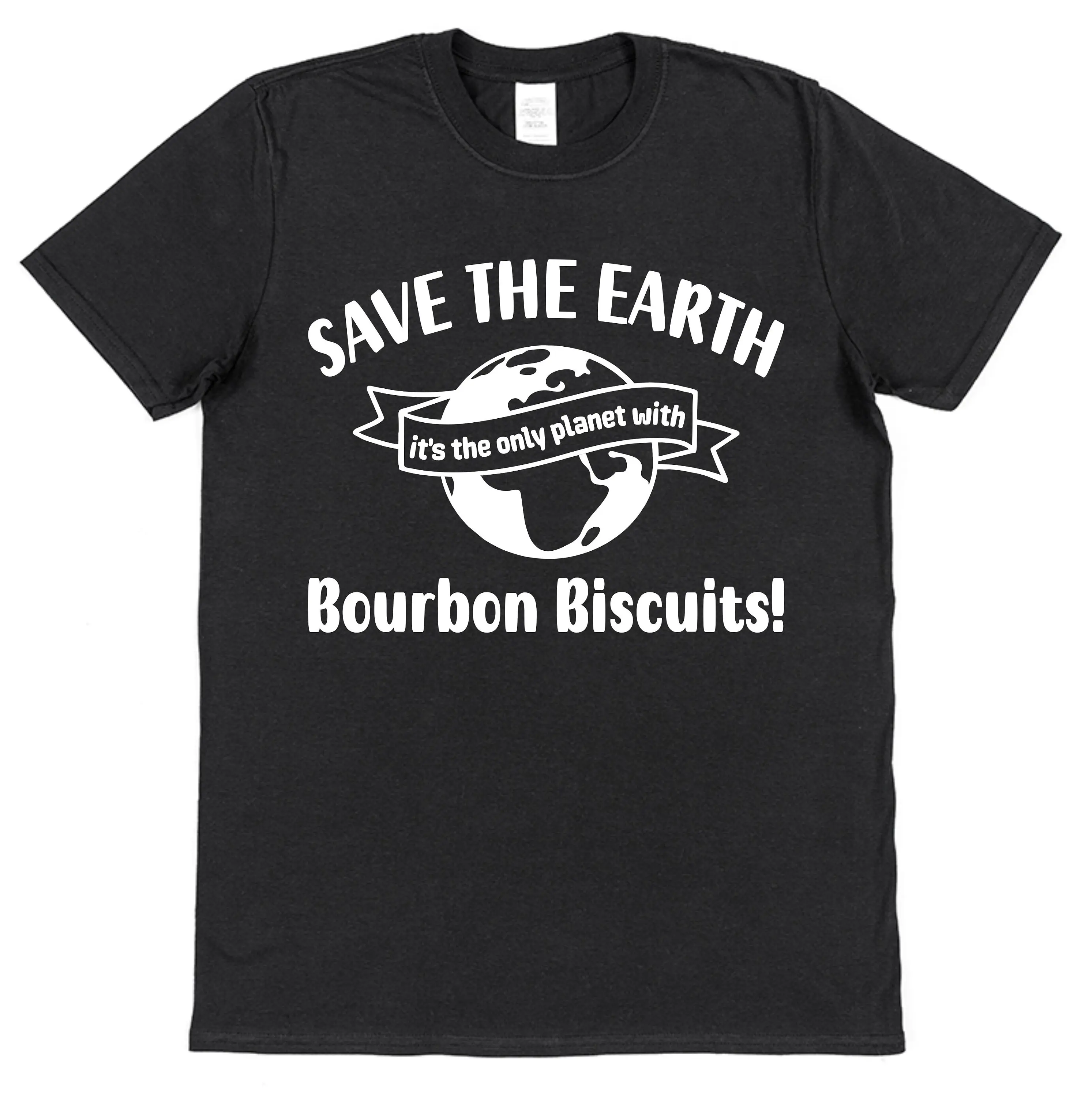 Bourbon Biscuit T-Shirt Save The Earth Slogan All Ages Lustiges britisches Essen Schokolade Retro Tea Time Foodie Idea UK