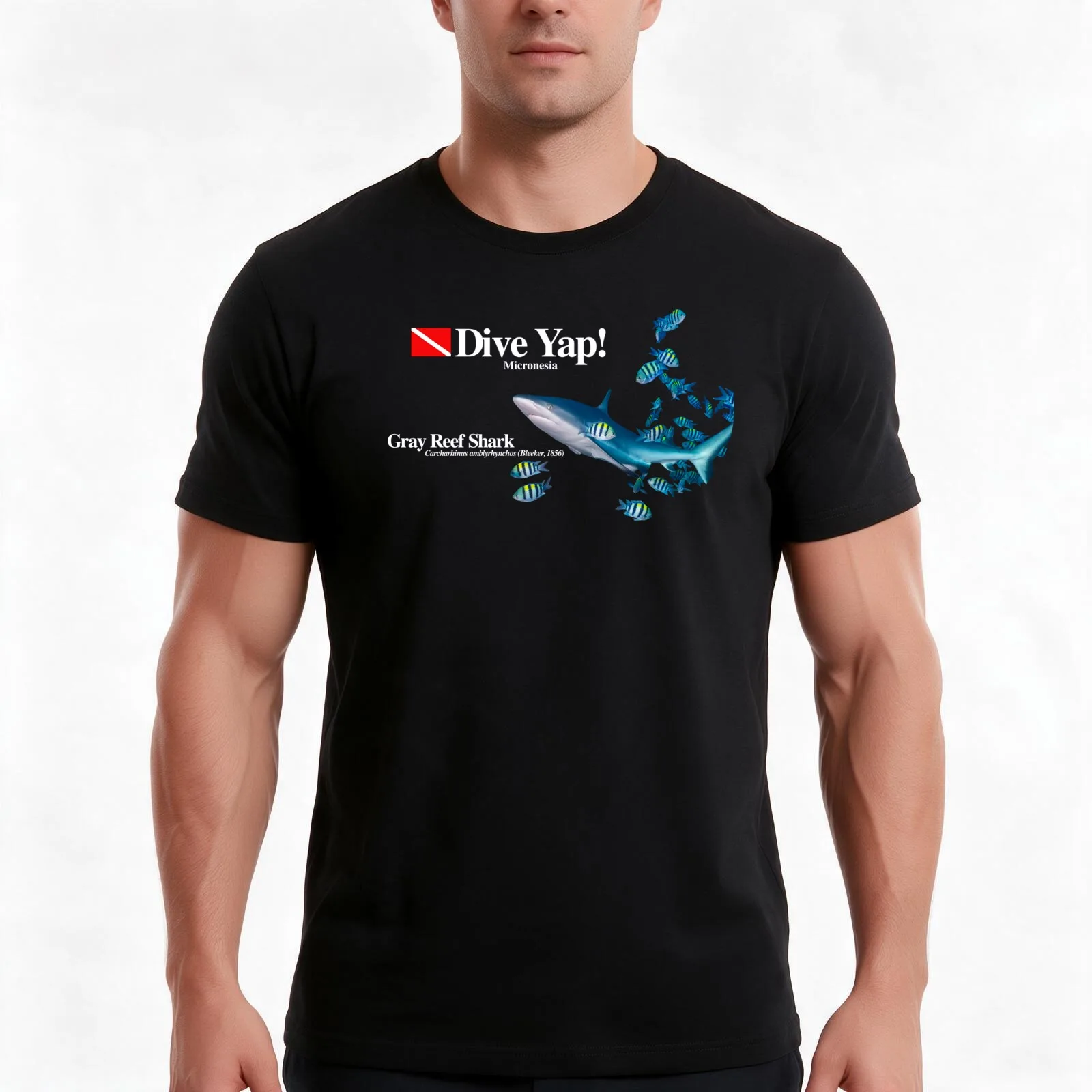 Diving with Friendly Gray Reef Shark T-Shirt, Summer Casual Cotton Tee, Oversized Streetwear Tops, Vintage Graphic Print