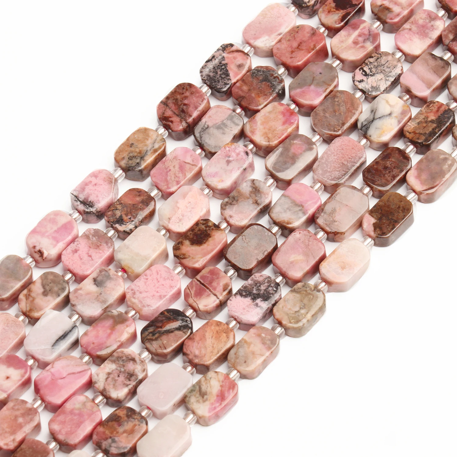 8x12mm Natural Stone Rectangle Pink Lace Rhodonite Beads Irregular Spacer Beads For Jewelry Making Charms Bracelets Accessories