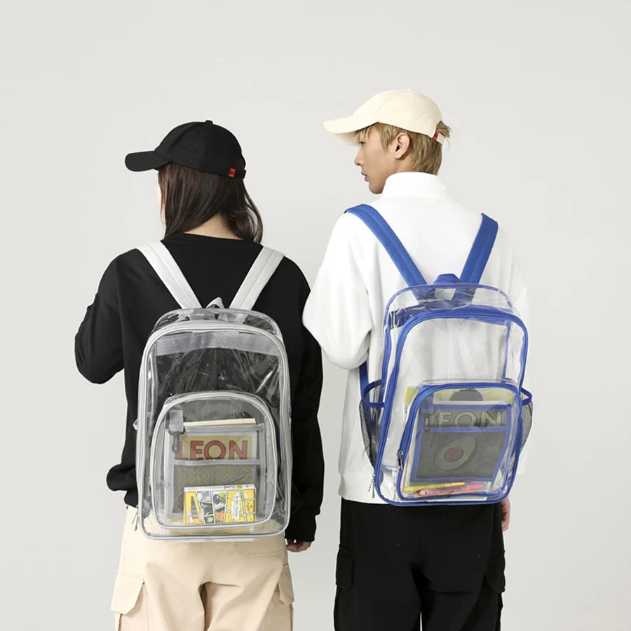 PVC Transparent Shoulder Bag Unisex Fashion Large Capacity Portable Backpacks Multifunctional Waterproof Male Female Knapsack