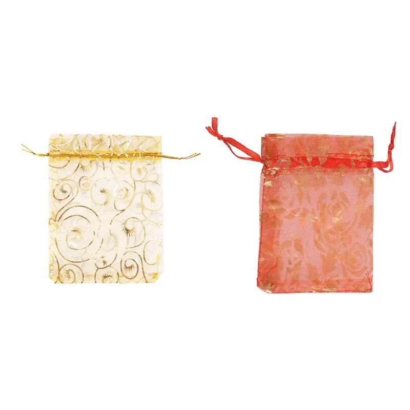 

200 шт., бриллиантовые украшения, свадебные подарочные пакеты, цвета шампанского и красного