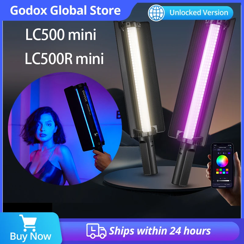 

Godox LC500 mini LC500R mini 2500K-8500K LED Light Stick Lighting Effects CRI 95 TLCI 96 Handheld Tube Lamp with Barndoor