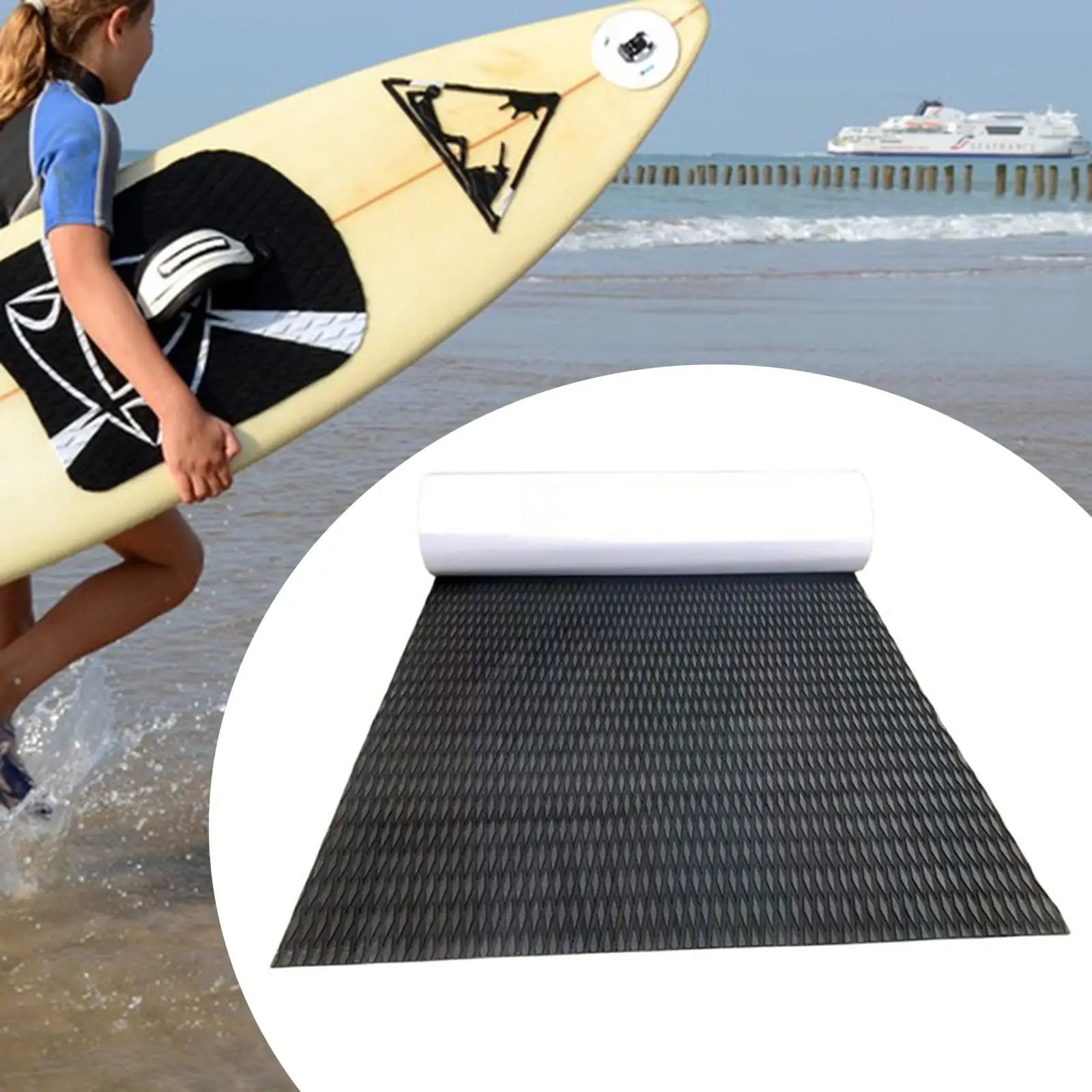 Surfboard Traction Pad Trimmable Sheet for Kayak Deck Pad 94.49''x23.62'' Self Paste EVA Boat Decking Sheet for Pool Step