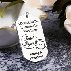 1Pc Unisex Interesting Boss Silvery Stainless Steel Keychain Thank You Gift for Boss Mentor Thanksgiving Anniversary Birthday