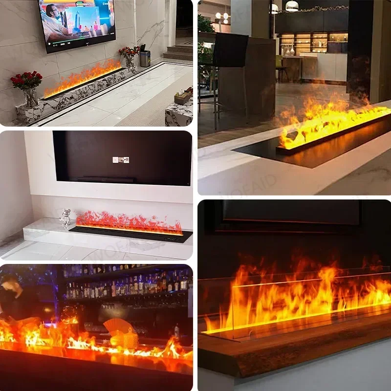 Aanpasbare 3D LED elektrische haard met app-bediening Vernevelingsmist Waterdampinzet Neon Flame Decor voor huisdecoratie