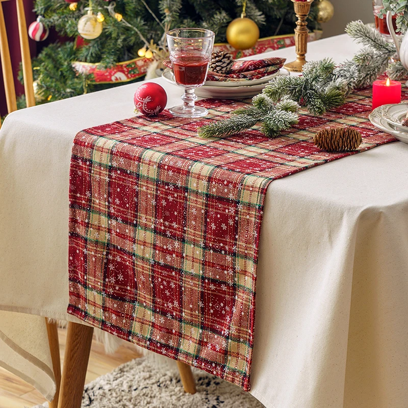 

Christmas Red Green Check Plaid Table Runner Gingham for Birthday Wedding Baby Shower Party Farmhouse Kitchen Home Decor