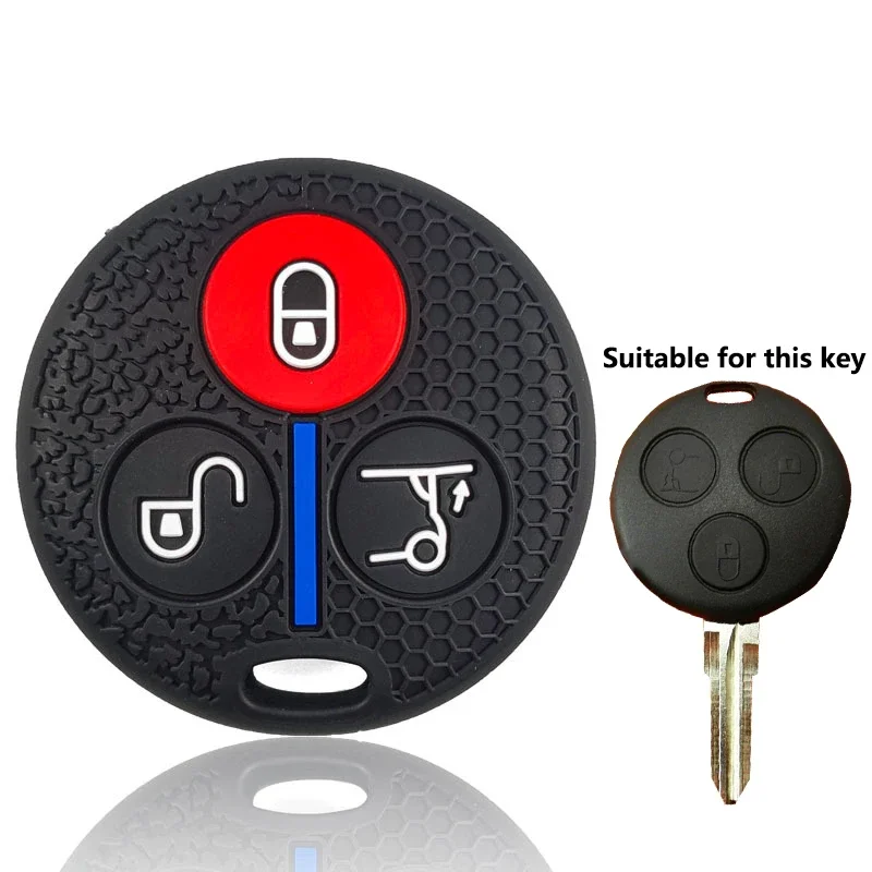 3 Buttons Rubber Silicone Key Protection Case Bag for Mercedes Benz Smart City Roadster Fortwo Key Holder Cover