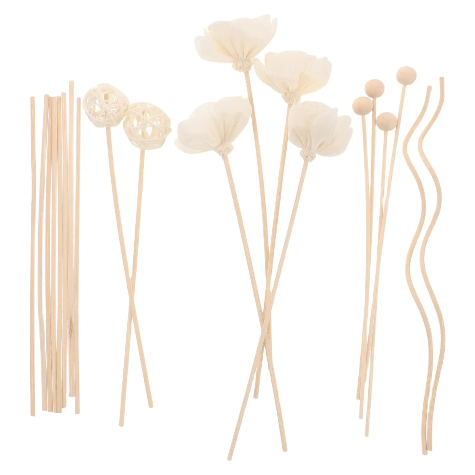 22Pcs Jasmine Reed Diffuser Sticks Natural Rattan Flower Shape Reed Diffusion Sticks Home Air Freshener Diffuser Replacement Set