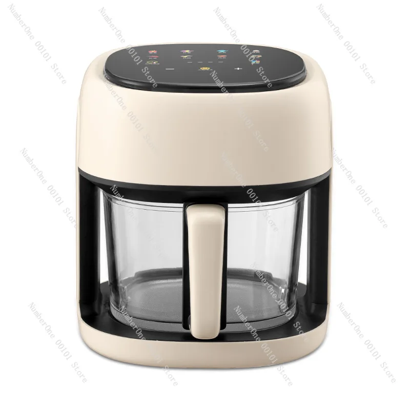 Household multi-functional 4.5L large-capacity air fryer 360-degree visual color screen electric fryer cross-border English 110V