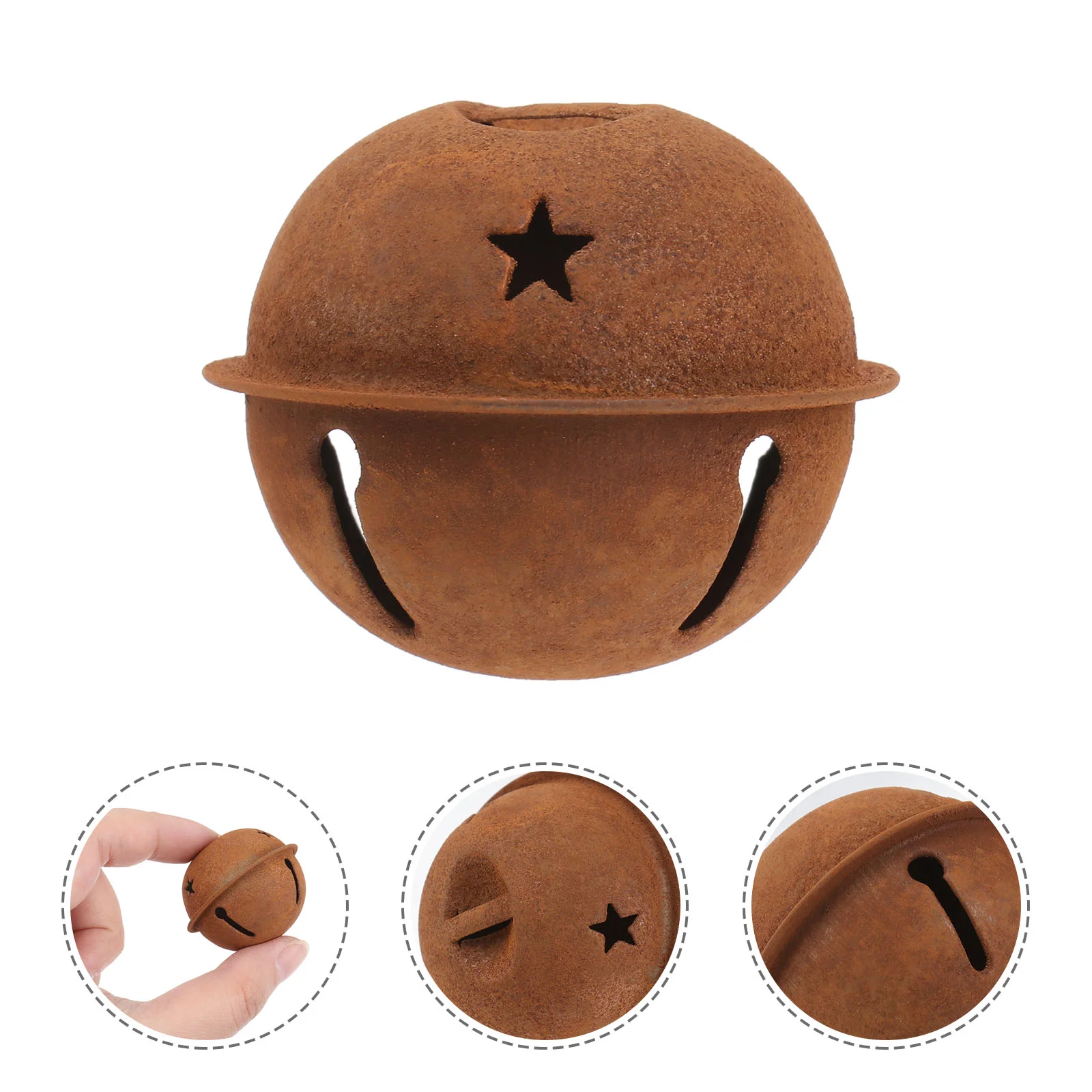 12 Pcs Craft Bells Bulk Mini Jingle Fall Decor for Kitchen Round Batteries Star Cutout Rusty Metal