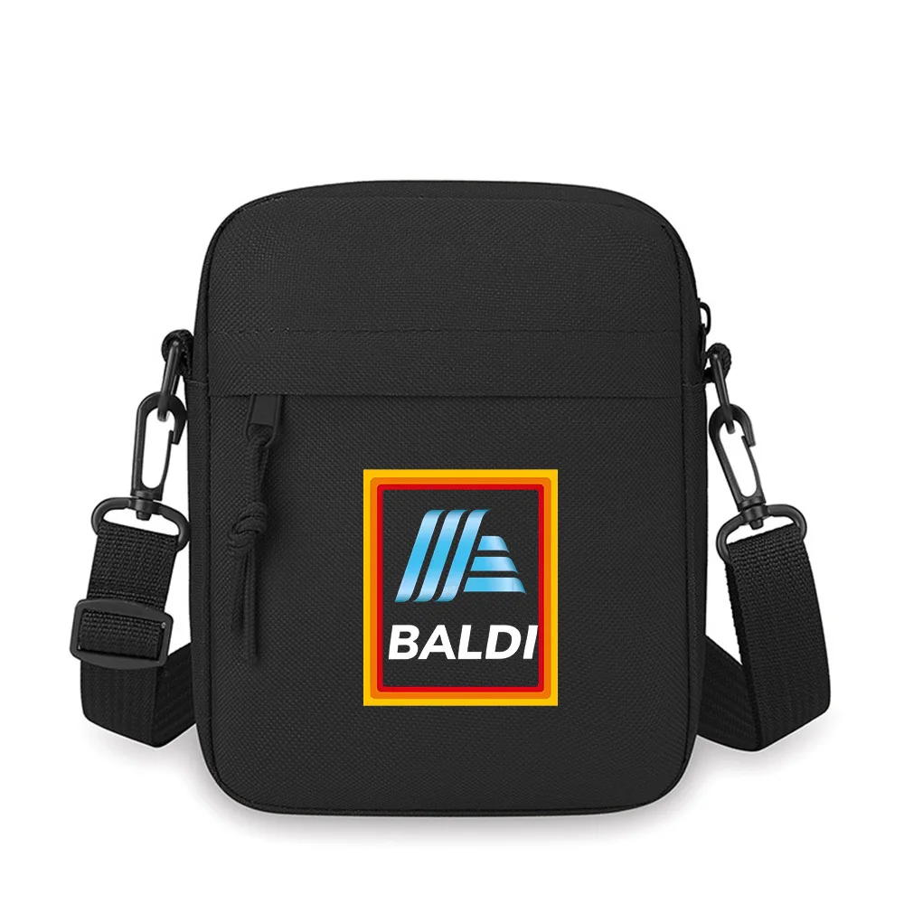 Blue ribbons forming,bold text Men Crossbody Bag Single Shoulder Women Cartoon Anime Film Printing Design Unisex