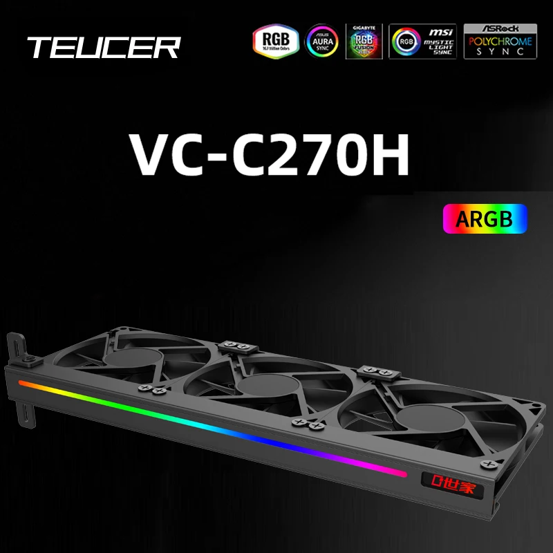 TEUCER VC-C270H Graphics Card Bracket GPU Auxiliary Cooling Fan Side ARGB Lighting Effect Cooling Fan Graphics Companion