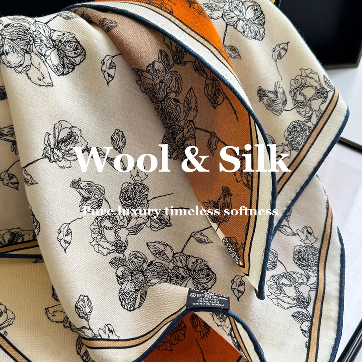 

82% Wool 18% Real Silk Scarf Women Fashion Luxury High Quality Shawl Wrap Bandana Square Headband Hijab Poncho Scarves Pashmina