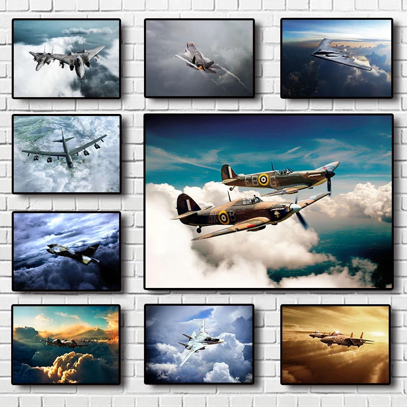 Airpower Art Collection Poster Aircraft fighter jets Pictures Canvas printing wall art decoration hanging paintings Home decor