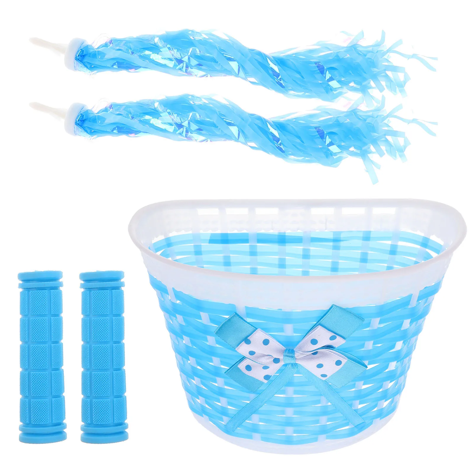 

1Set Child Bike Basket with Colorful Streamers for Handlebar Tricycle Scooter Decorative Accessories Fun Riding Gear for Kids