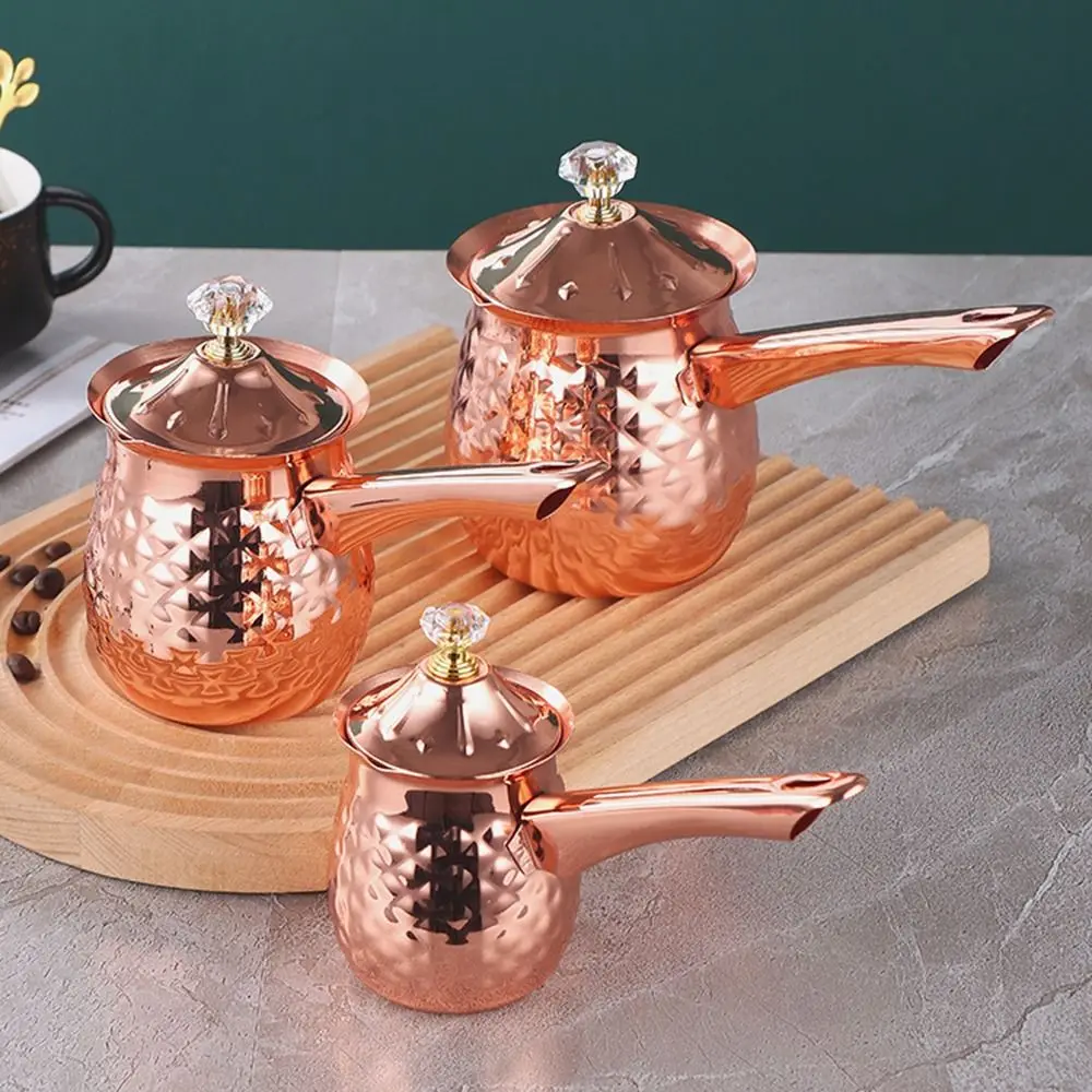 

Durable Handcrafted Turkish Coffee Pot Stable Lid Melting Jug Stainless Steel Anti-slip Heating Pot Household