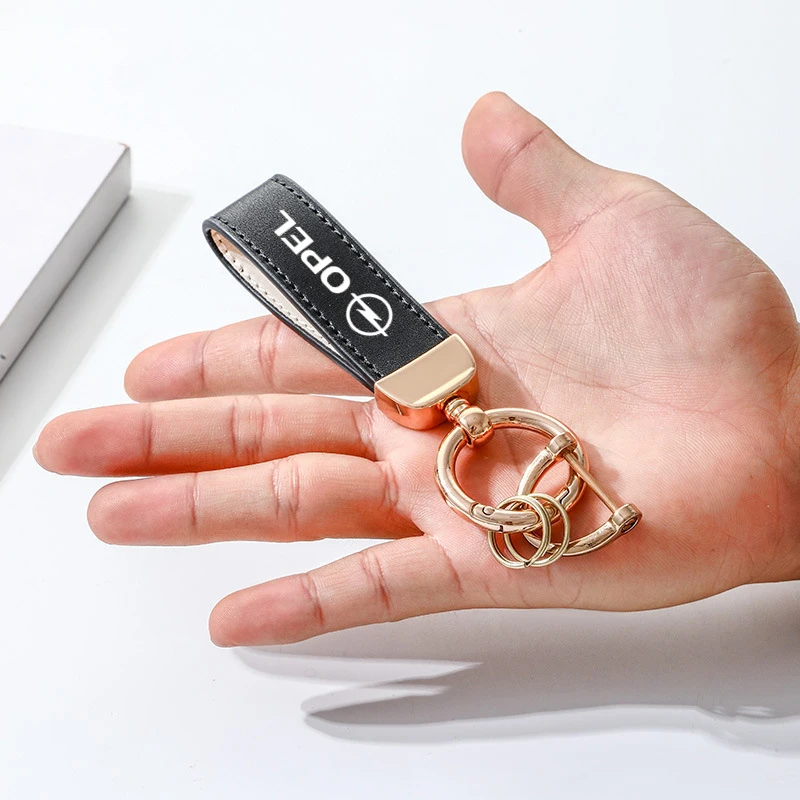 سلسلة مفاتيح السيارة مع سلسلة مفاتيح بشعار سلسلة معدنية من الجلد لأوبل فوكسهول OPC ADAM إنسيجنيا انتارا كورسا J D H Kadett GT ملحقات #1