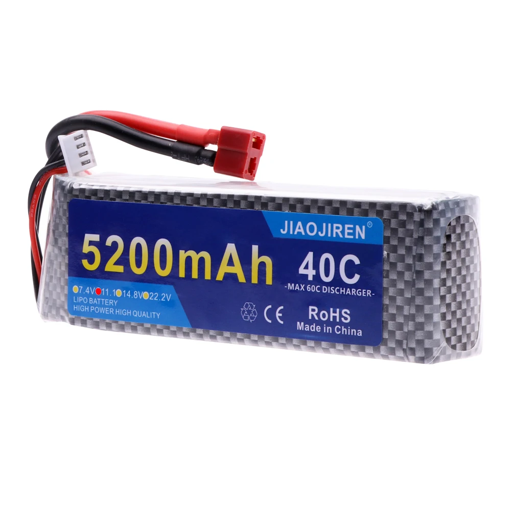 11.1V 5200mah 3S LiPo Battery With T XT60 Plug For RC Helicopter Aircraft Quadcopter Cars Airplane parts 11.1V 40C battery