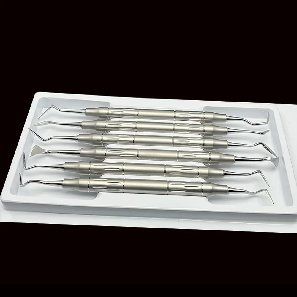 

6Pcs Dental Periodontal Ligament Separator Instrument Stainless Steel Implant Bone Plugger Dental Scaler Tooth Cleaning Tool