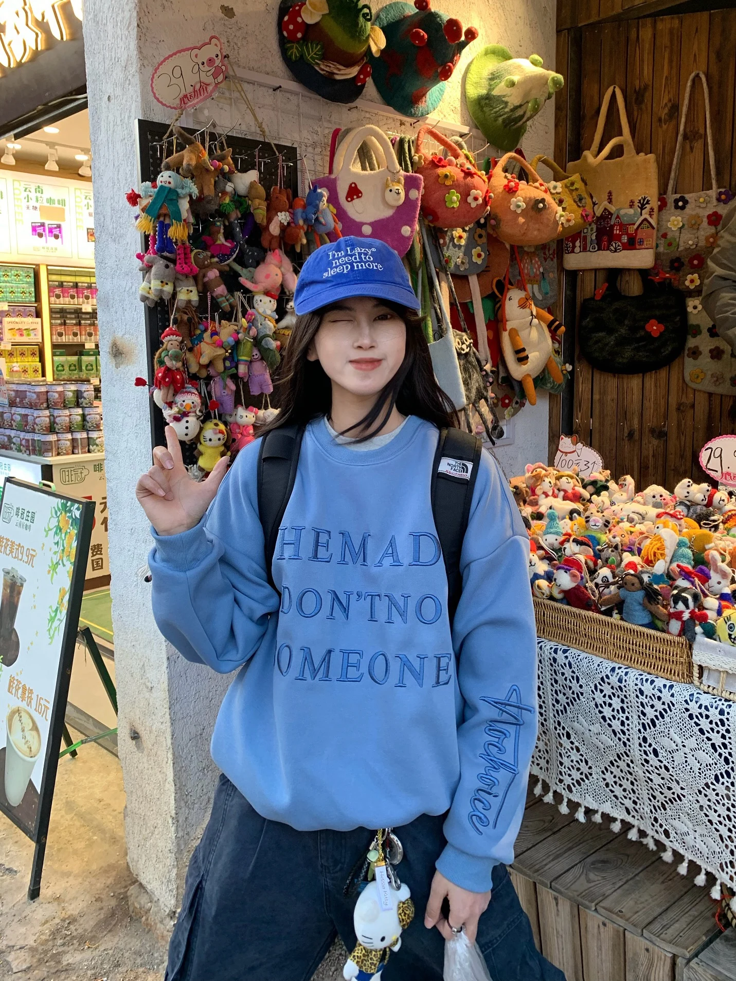 

Retro American round Ne Sweatirt Letter Embroidery Loose Fit ex Spring Faion Brand Cotton Polyester Blend Long Sve