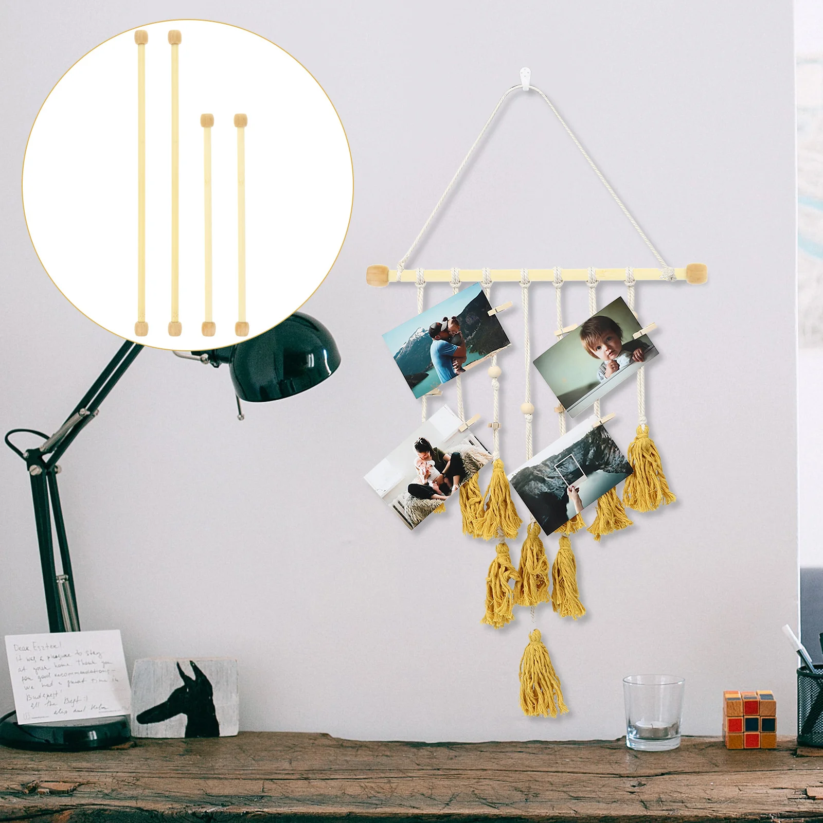 

4pcs Bamboo Tapestry Rods Hanging Poles Diy Accessories Flags Banners Woven Decor Smooth Design No Burrs Easy Install