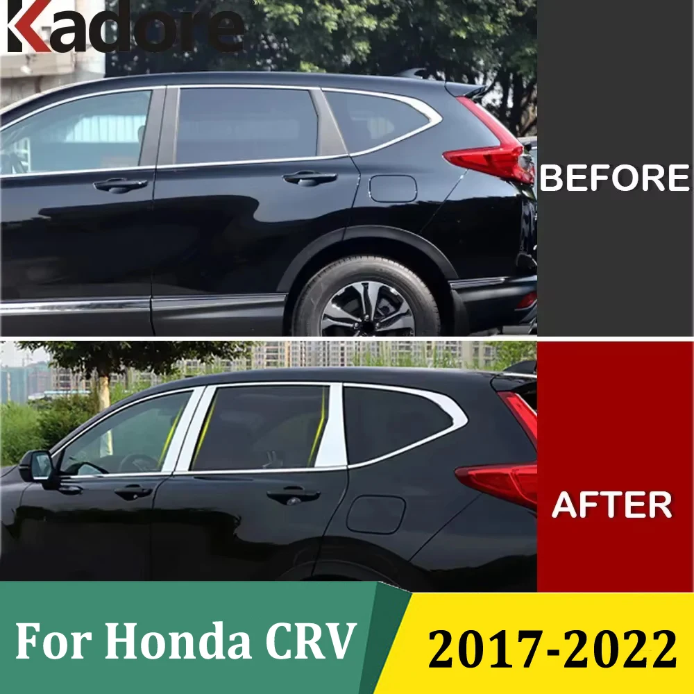 

Для Honda CRV CR-V 2017 2018 2019-2022 оконная центральная стойка из нержавеющей стали, накладки на стойки, молдинговая крышка, автомобильные аксессуары