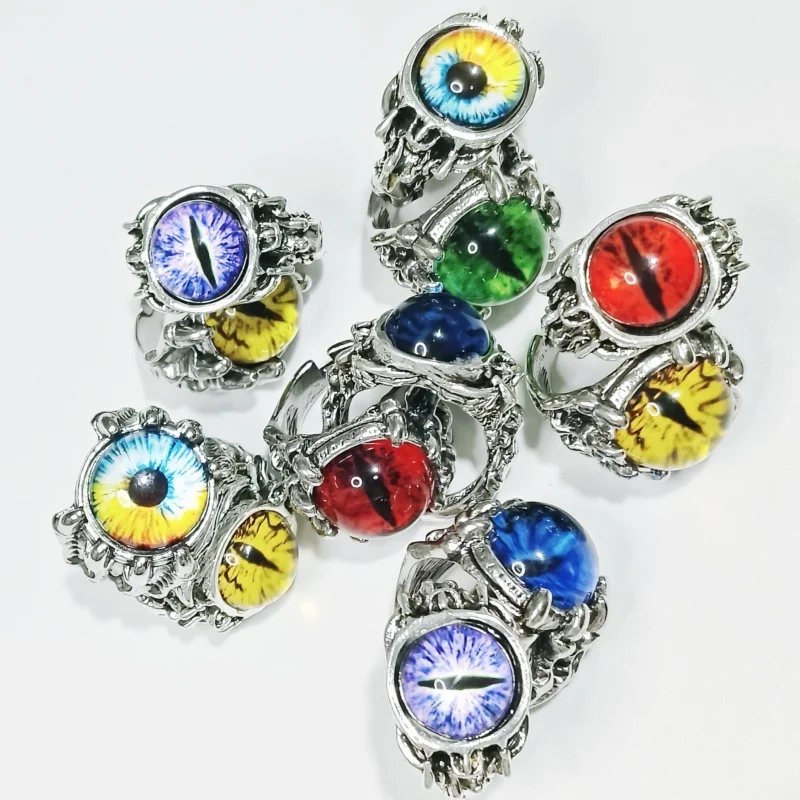 Wholesale 40 pcs Devil's Eye Alloy Ring Trendy Men's and Women's Punk Vintage Jewelry