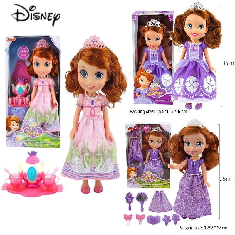 35cm Disney Princess Dolls Anime Figure Snow White Sofia Belle Alice Anna Dress Cartoon Doll Educational Child Birthday Gifts