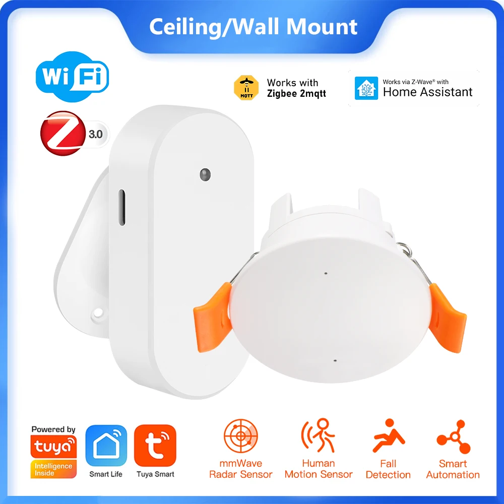 Zigbee Tuya Human Presence Sensor Ceiling Wall Mount Millimeter Wave Radar Wifi PIR Luminance Distance Detector For Smart Home